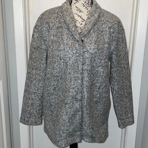 Maraschino Hazy Gray melange Shaw collar coat with snap closure SZ Small - NWT